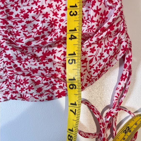 hollister red and white floral lace ruffle cinched top baby doll coquette boho - Picture 9 of 9